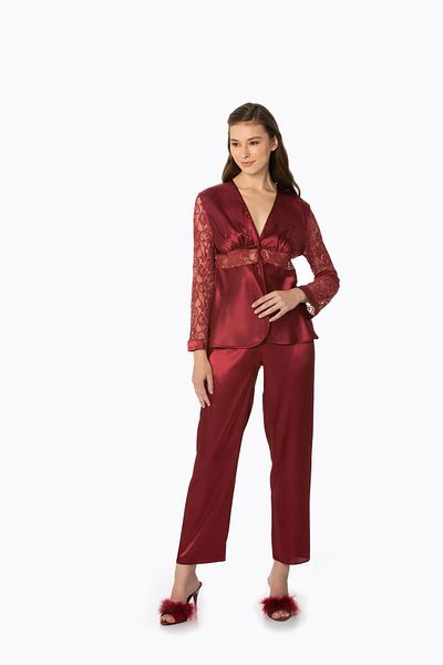 Pierre Cardin Satin Lace Pajama Set - 1121
