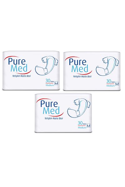Puremed Patient Diapers with Waist Band M Medium 90 Pieces