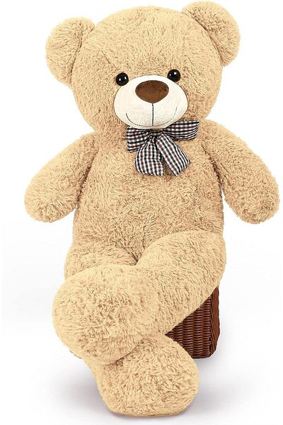 Sole 90 Cm Plush Bear with Bow Tie - 100% Domestic Plush Bow Tie Teddy Bear
