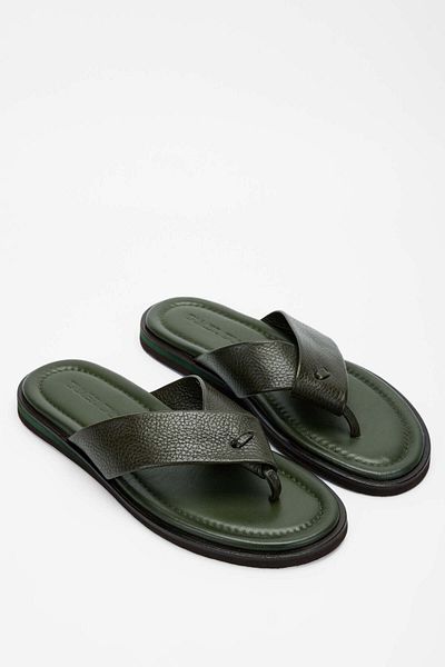 Tamer Tanca Men's Genuine Leather Green Flip Flops