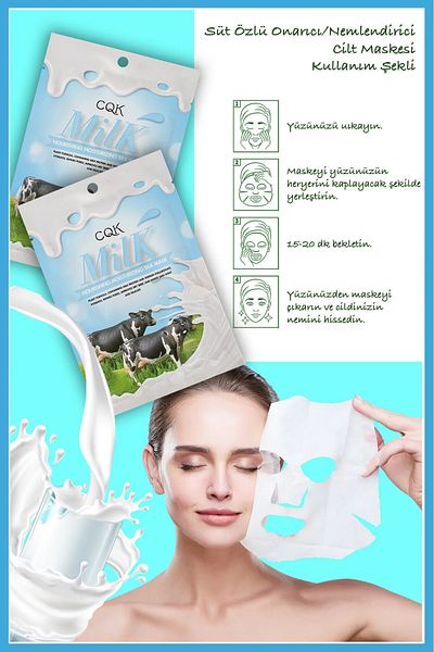 QNİAY Milk Bomb Paper Face Mask Milk Protein (1 piece) Milk Mask Weekend Home Care