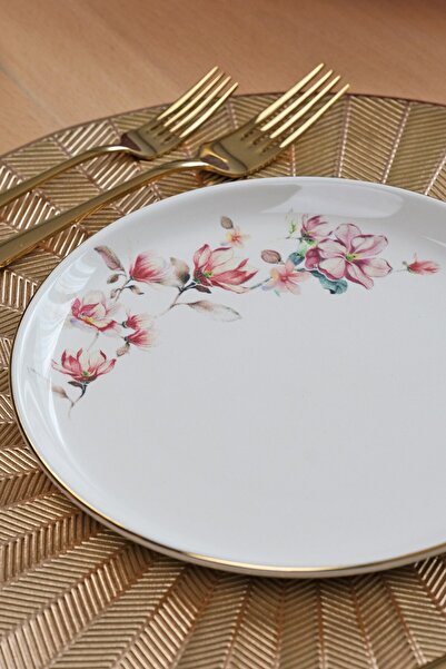 Glore Asya Spring Altın Yaldızlı 27 Parça 6 Kişilik Seramik Çay Zamanı Takımı