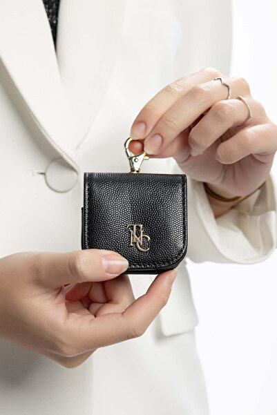 Tamer Tanca Unisex Hakiki Deri Siyah Havyar Airpodsluk Cuzdan