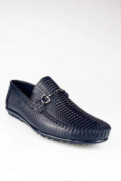 LUSIVE Genuine Leather Black Comfortable Men's Daily Loafer Shoes