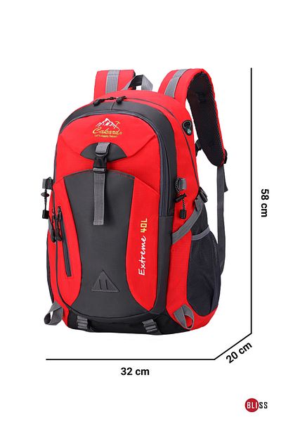 Bliss Red Imported Multipocket Waterproof Outdoor Mountaineer Sports Bag 40 lt
