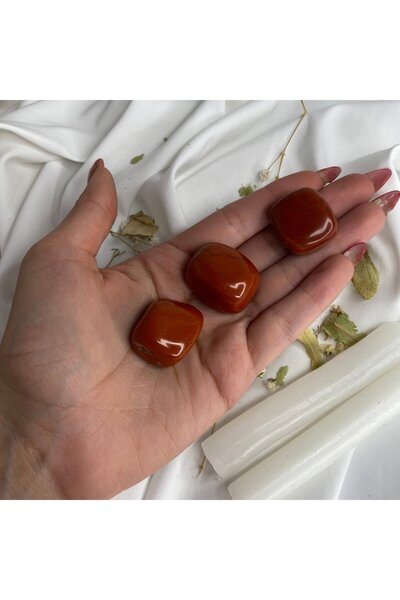 Elifsu Jewelry Kırmızı Jasper Taşı Tamburlanmış Doğal Taş