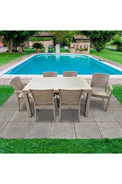 nar sokağı Zeugma 90x150 Cm Camlı Rattan Bahçe Balkon Masa Takımı