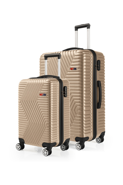 G&D Polo Suitcase Abs Kabin Ve Büyük Boy Gold 2'li Valiz Seti 600.06-Set-BK