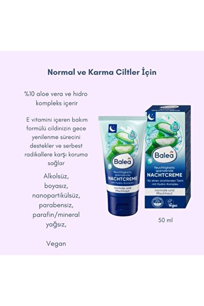 BALEA Nemlendirici gece kremi, 50 ml Vegan