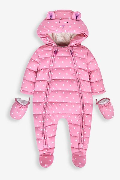 Next Baby Jojo Maman Pink Mouse Full Fleece Lined Baby Girl Astronaut Jumpsuit