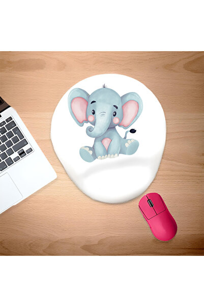 UcuruStore Pad de mouse oval drăguț cu elefant și suport pentru încheietura m...