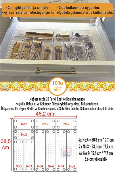 color house 10 Piece Set Modular Drawer Organizer Kitchen Makeup Jewelry Bathroom Refrigerator Organizer