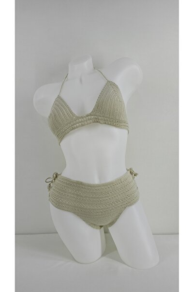 ZÜMAL Ειδικής σχεδίασης Πλεκτό στο χέρι Σετ μπικίνι μαγιό Κατάλληλο για μεγέθη S/M/L/XL (Χρώμα Μπεζ)