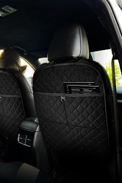 TORPEDO Tay Tüyü Kapitone Oto Koltuk Arkası Koruyucu Organizer - Araç İçi Organizeri Siyah 2 Adet