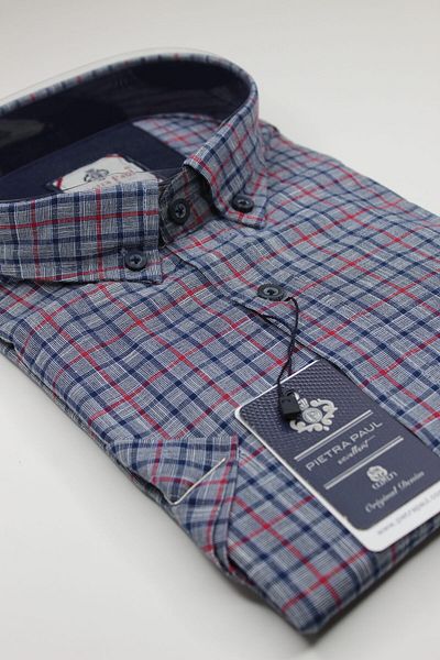 Pietra Paul Wide Fit Checkered Short Sleeve Pocket Cotton Men's Shirt