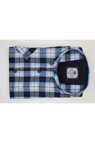 Pietra Paul Wide Fit Checkered Short Sleeve Pocket Cotton Men's Shirt