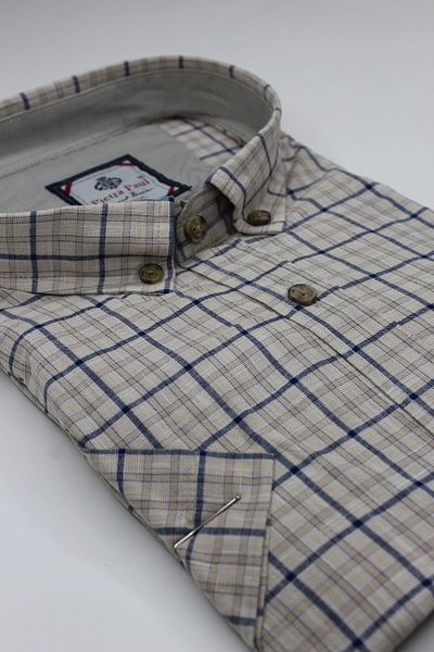 Pietra Paul Wide Fit Checkered Short Sleeve Pocket Cotton Men's Shirt