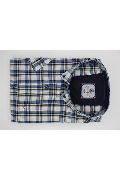 Pietra Paul Wide Fit Checkered Short Sleeve Pocket Cotton Men's Shirt