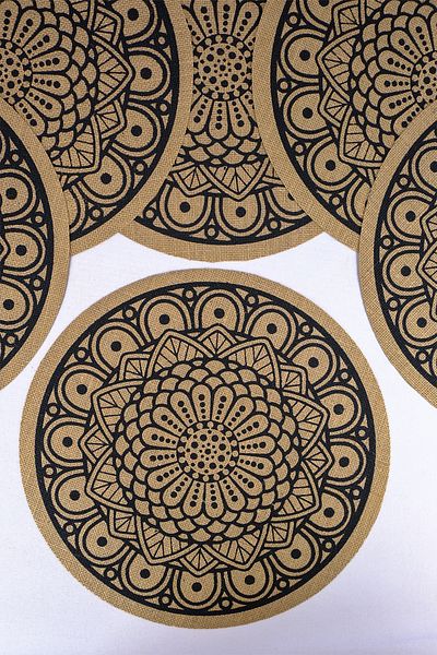 Digithome Συσκευασία 6 γιούτας American Service Flatboard Καφέ Στρογγυλό 35cm Pattern-4 - CLY-J0035 C1-1-121