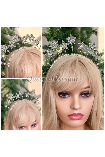 QUEEN AKSESUAR Специално проектирана кристална камък с мотив на цвете хена годежна булчинска диадема висока кралска корона метал