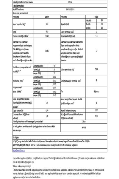 Regal Cmı 101202 G Çamaşır Makinesi