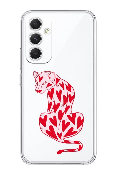 Magic Ring Samsung Galaxy A15 Compatible Cheetah and Heart Pattern Transparen...
