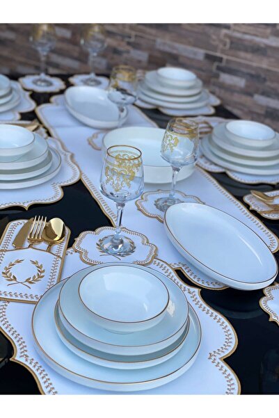 CARMEN SOFT paris 27 Parça Modern Gold Lüks Yemek Takımı