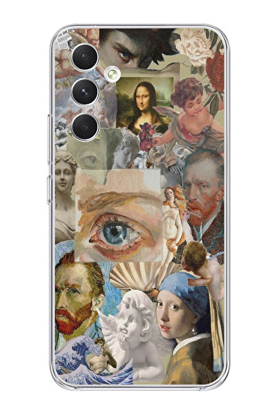 Transparent Phone Case with Samsung Galaxy A15 Compatible Artistic Collage Pattern