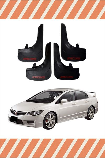 ALPAX OTOMOTİV Hg Honda Civic 2007-2012 Racing Written 4-Piece Dust Cover Mudguard Mudguard