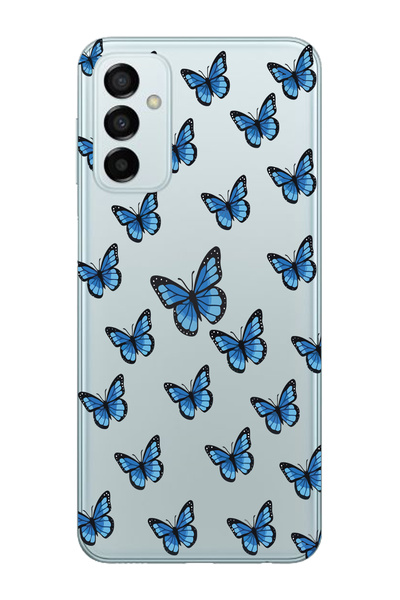 Magic Ring Samsung Galaxy M13 Uyumlu Kelebek Desenli Şeffaf Telefon Kılıfı