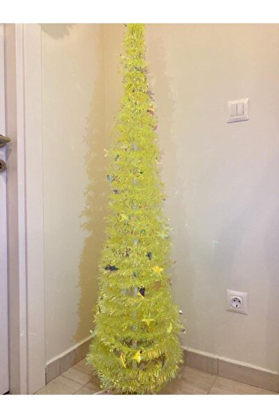 Genel Markalar Ithal Hologramlı Sarı 165m Deluxe Dekor Yılbaşı Ağacı