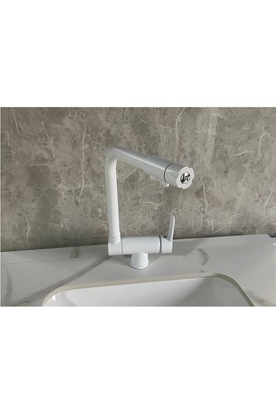 OEM Kitchen Sink Faucet with Dual Flow Water Purification Outlet New Design Matte White Folding