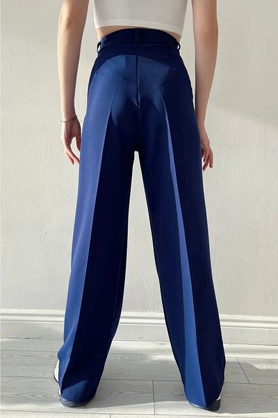 Livik Olsen Women's High Waist Lycra Wide Leg Pleated Fabric Trousers