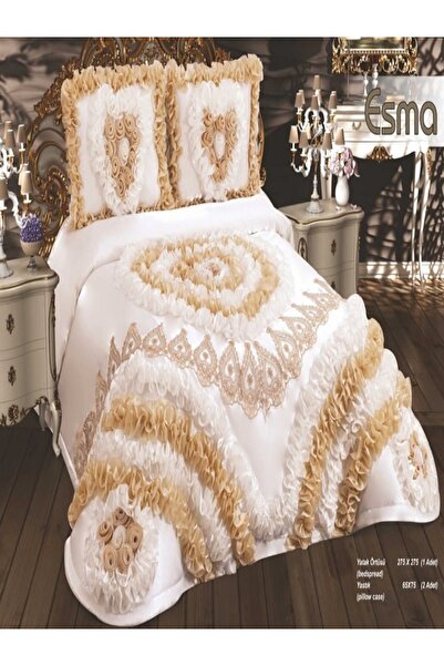 NASHOME TEKSTİL Yatak Örtüsü Takımı Çeyizlik 3 Parça ESMA