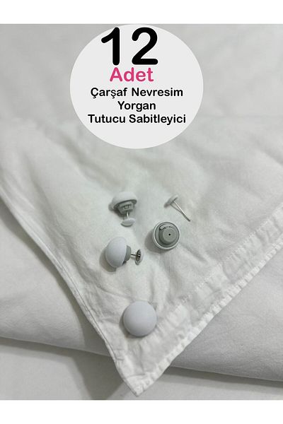 KÜÇÜK EW Practical 12-Piece Mushroom Shaped Quilt Fixing Pin Button Clip Sheet Duvet Cover Fixer
