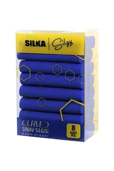 GÜZELYÜZ AVM 8 Adet Sınav Silgisi Mavi Silgi - Silka Curved Silgi
