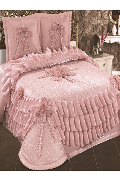 NASHOME TEKSTİL Yatak Örtüsü Takımı Çeyizlik 3 Parça BERK