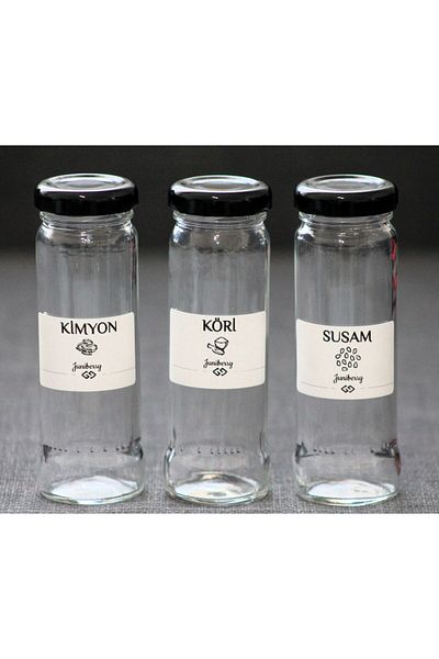 Juniberry Set of 3 Bottle Glass Spice Bowl Curry Cumin Sesame 3x105cc