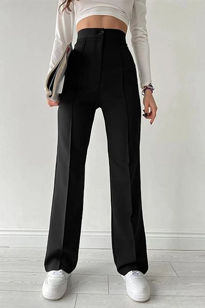 Livik Pantaloni largi din țesătură lycra cu talie înaltă pentru femei în dungi Liam