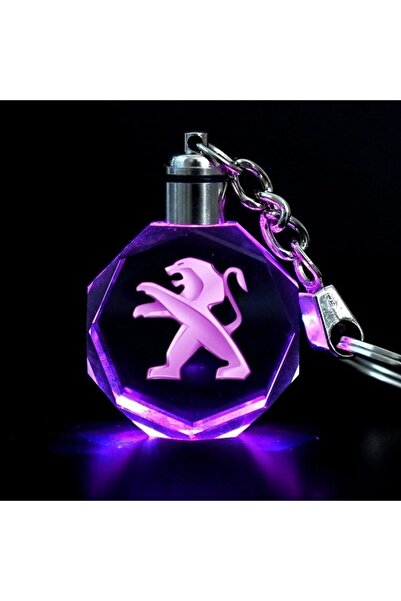 Be Hediyelik سلسلة مفاتيح السيارة LED مع شعار بيجو سلسلة مفاتيح بيجو