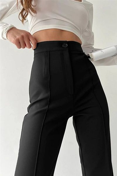 Livik Pantaloni largi din țesătură lycra cu talie înaltă pentru femei în dungi Liam