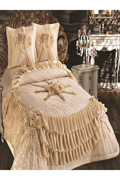 NASHOME TEKSTİL Yatak Örtüsü Takımı Çeyizlik 3 Parça BERK