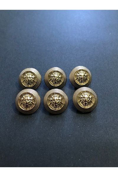 aensia Gold Gold Little Lion Model Button 24 Size Metal Button Trench Coat and Jacket Button - Pack of 6 Buttons