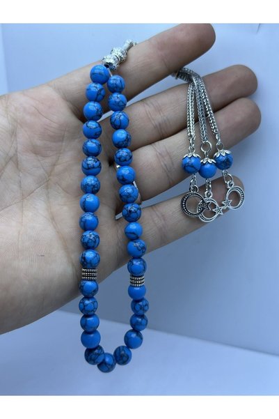 grs oyuncak Men's Turquoise Stone Prayer Beads 33 Pieces - Special Cone