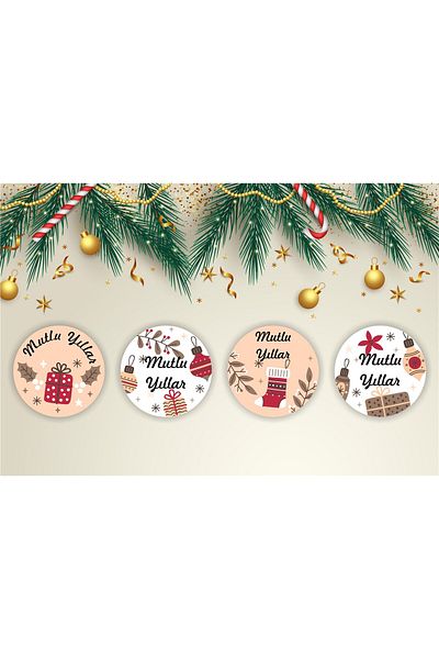 anka design New Year's Themed Sticker-Happy New Year Sticker-New Year Package Happy New Year-4 cm 36 Pieces