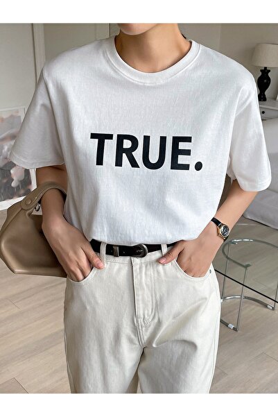 Jose Clothing Tricou oversize din bumbac organic cu imprimeu alb