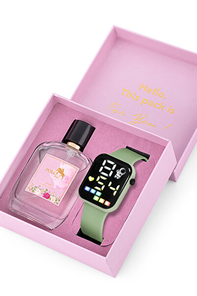 Polo Air Kadın Silikon Kordon Kol Saati Parfüm Hediyelik Kombin Açık Yeşil Renk