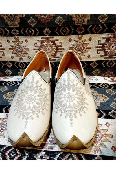 Osmanlı Yemeni Dünyası Yemeni Sandal Laser Mdel Ottoman Yemeni World Leather Yemeni Cream Color