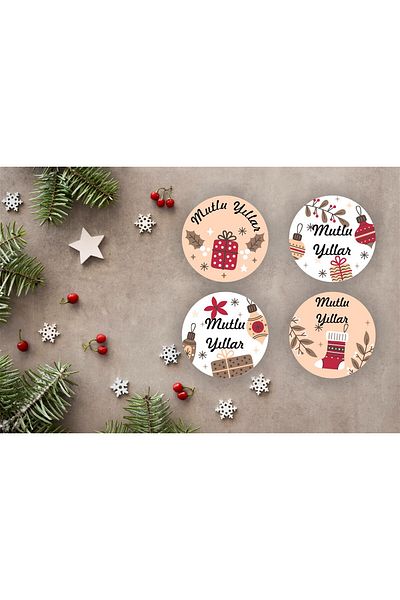 anka design New Year's Themed Sticker-Happy New Year Sticker-New Year Package Happy New Year-4 cm 36 Pieces
