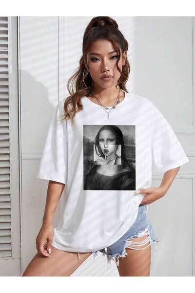 Jose Clothing Beyaz Baskılı Organik Pamuk Oversize Kesim T-shirt